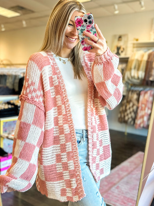 Cozy Checkmate Chunky Knit Cardigan - 3 Colors!