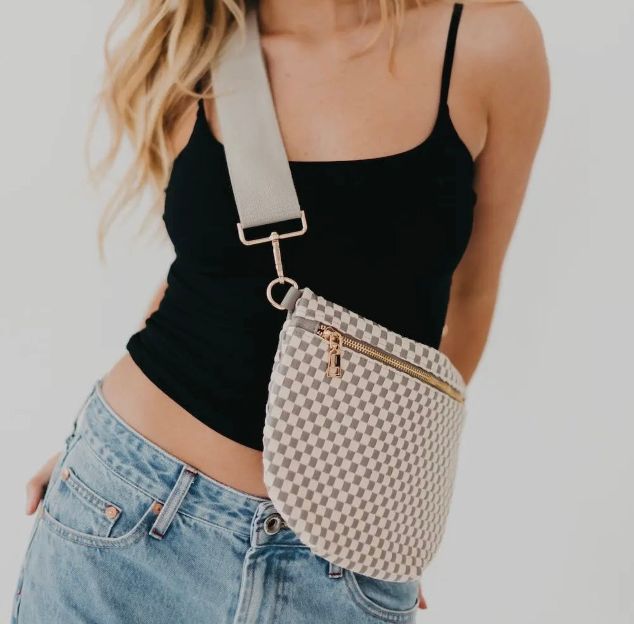 Westlyn Woven Bum Bag - Checkered Gray