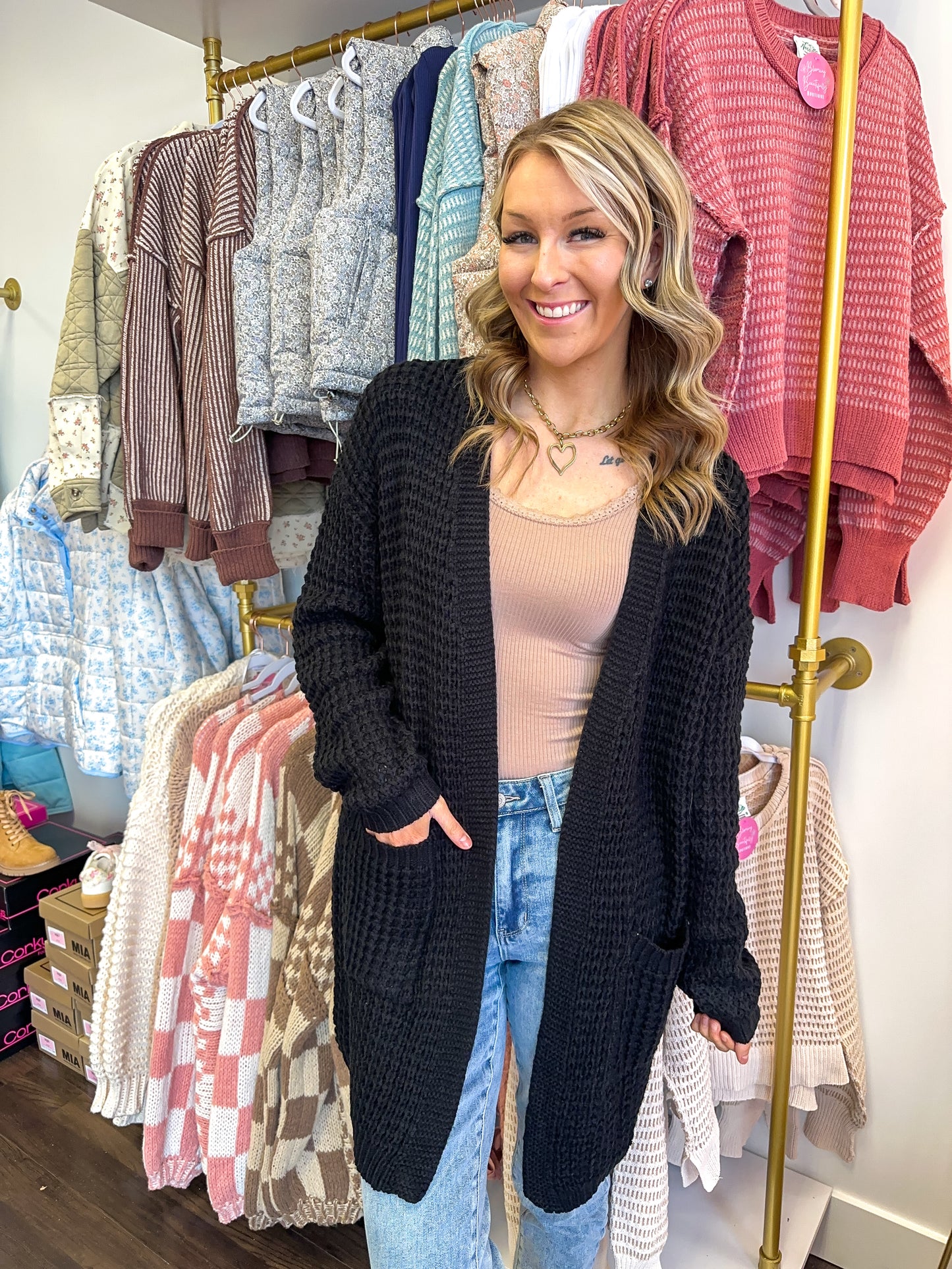 Chloe Chunky Waffle Knit Cardigan