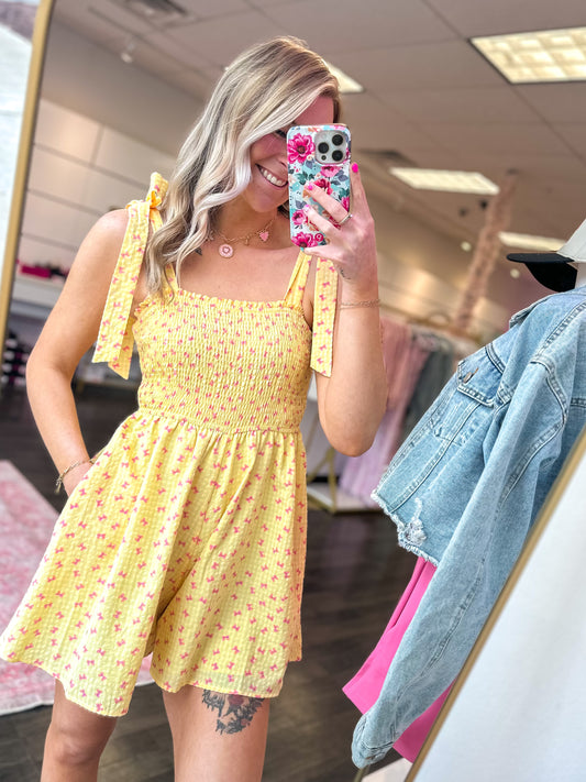 Sun-Kissed Smocked Mini Romper