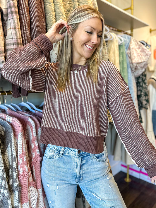 Talia Two Toned Striped Sweater
