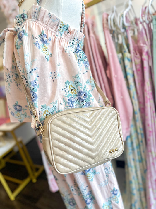 Coco Quilted Camera Crossbody Bag - Taupe