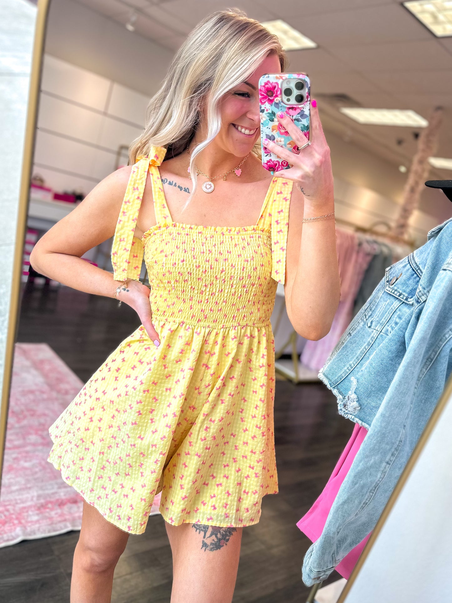 Sun-Kissed Smocked Mini Romper