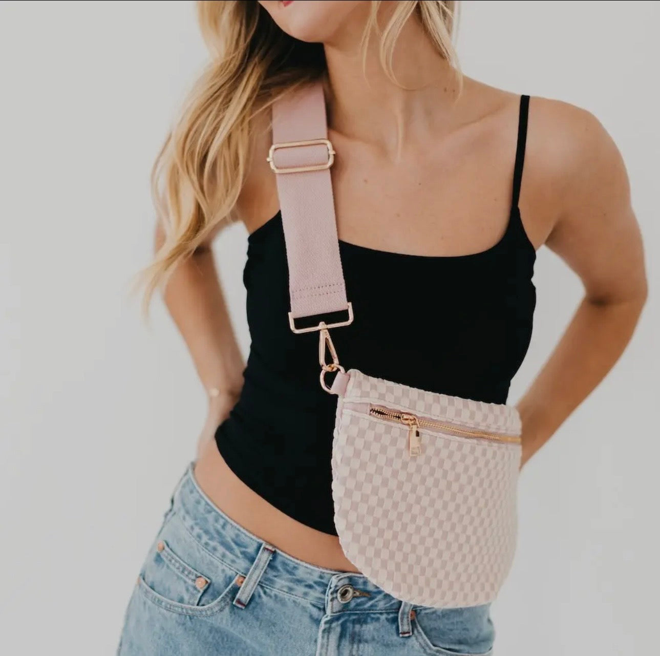 Westlyn Woven Bum Bag - Checkered Blush