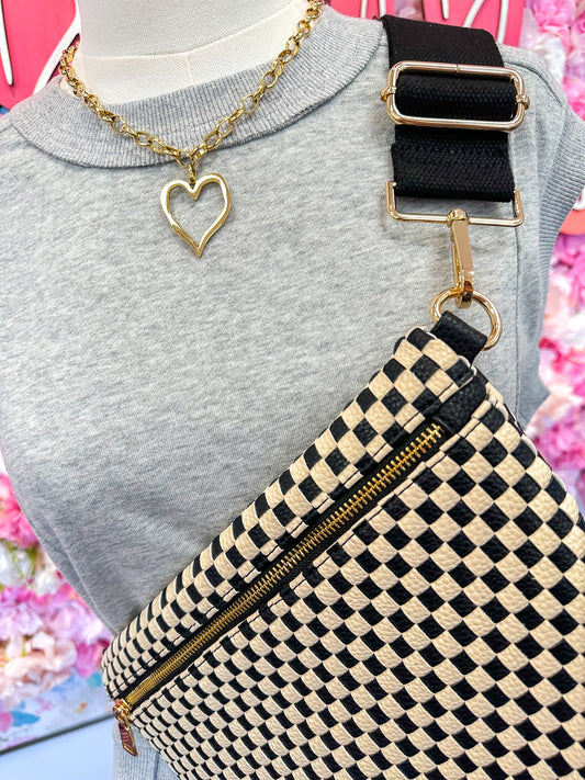 Westlyn Woven Bum Bag - Checkered Black