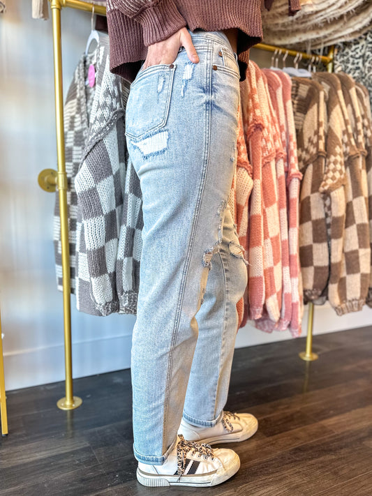 Sadie Stitch Detail Boyfriend Style Judy Blue Jeans