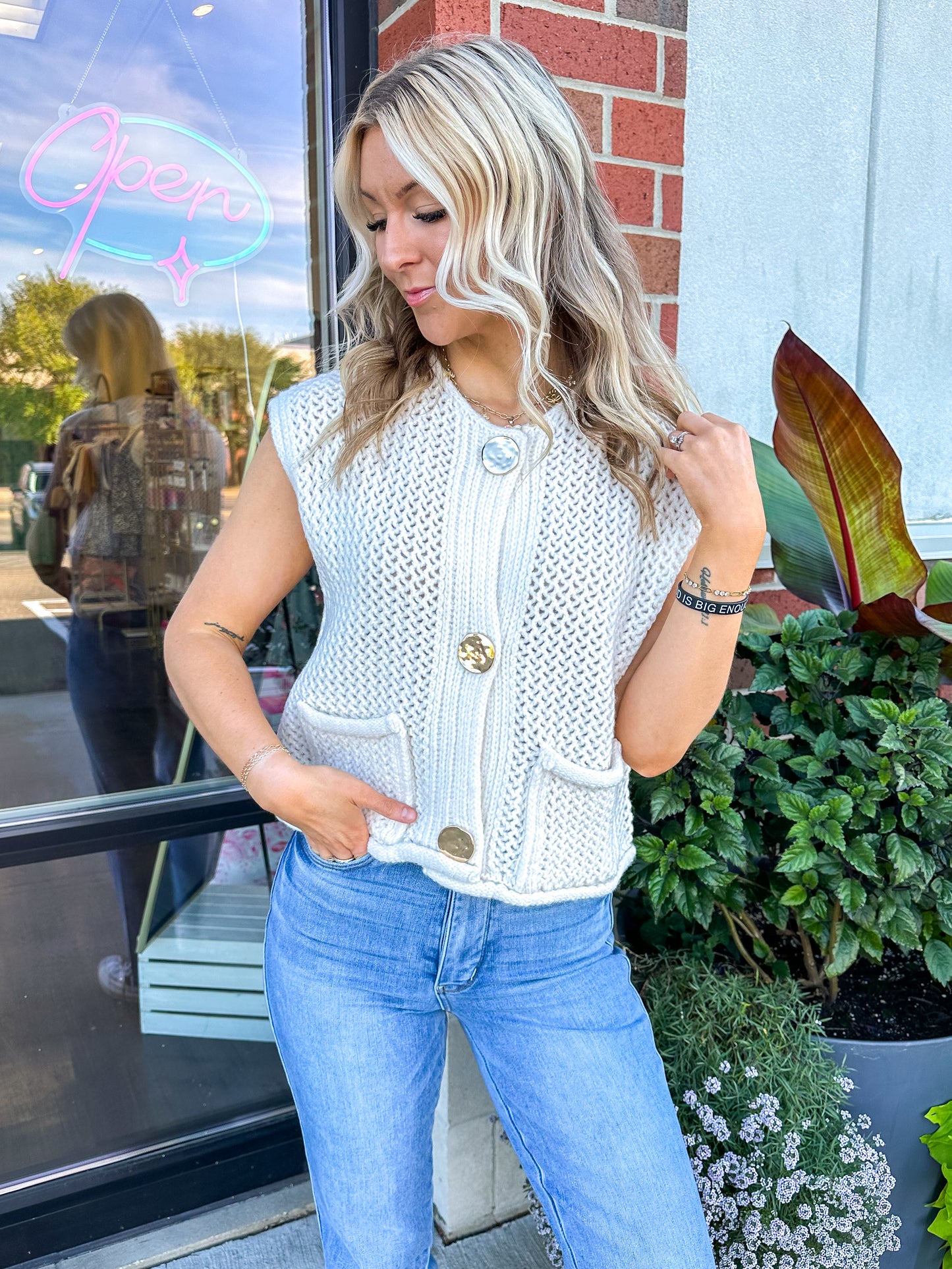Beverly Button Knit Vest Top