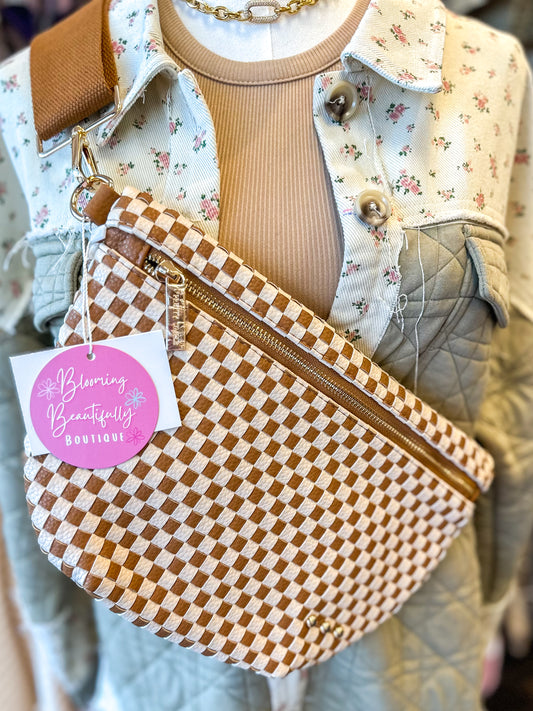 Westlyn Woven Bum Bag - Checkered Brown