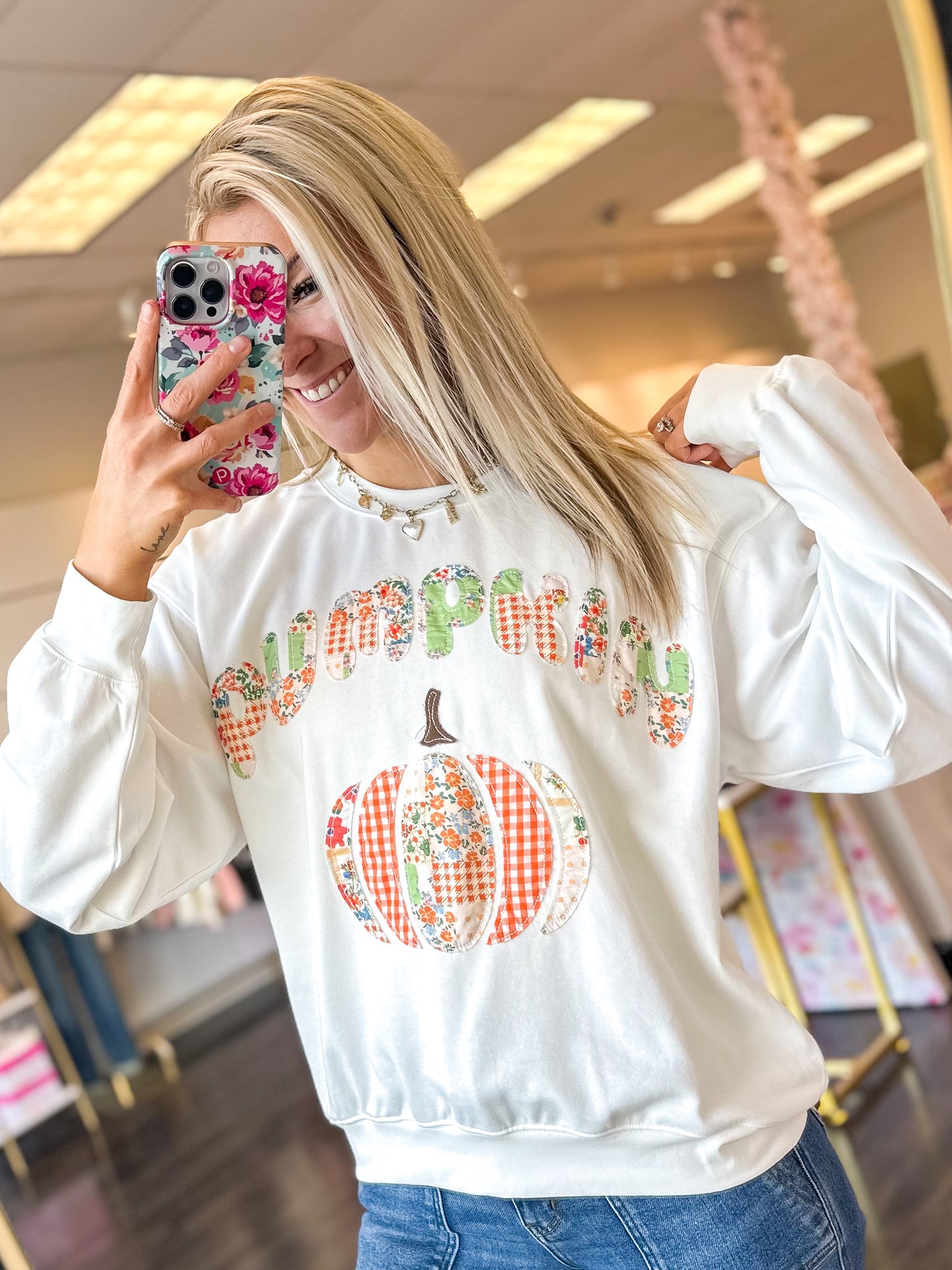 Pumpkin Patchwork Oversized Crewneck