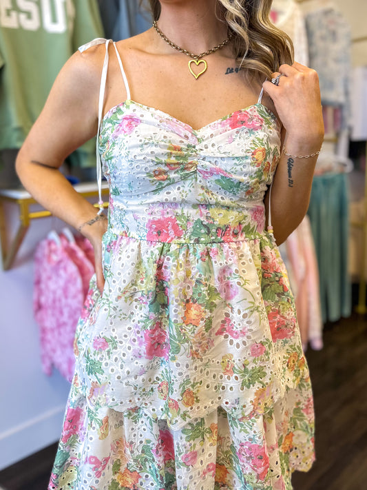 Emery Eyelet Floral Mini Dress