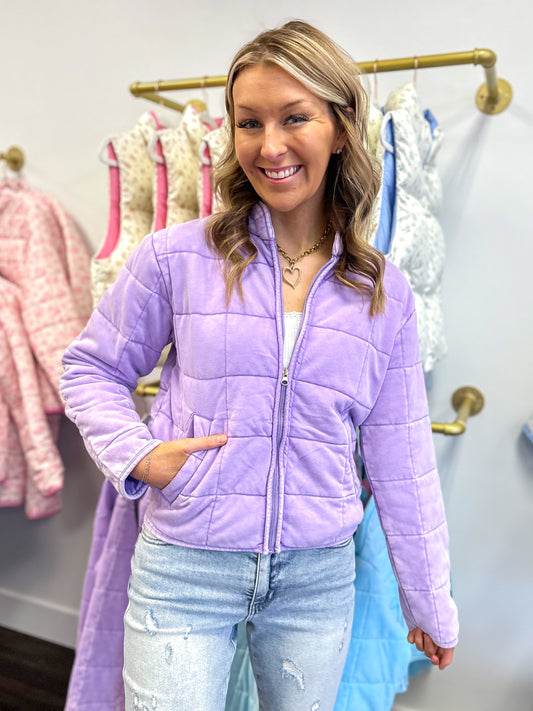 Waverly Washed Quilted Jacket - Lavender