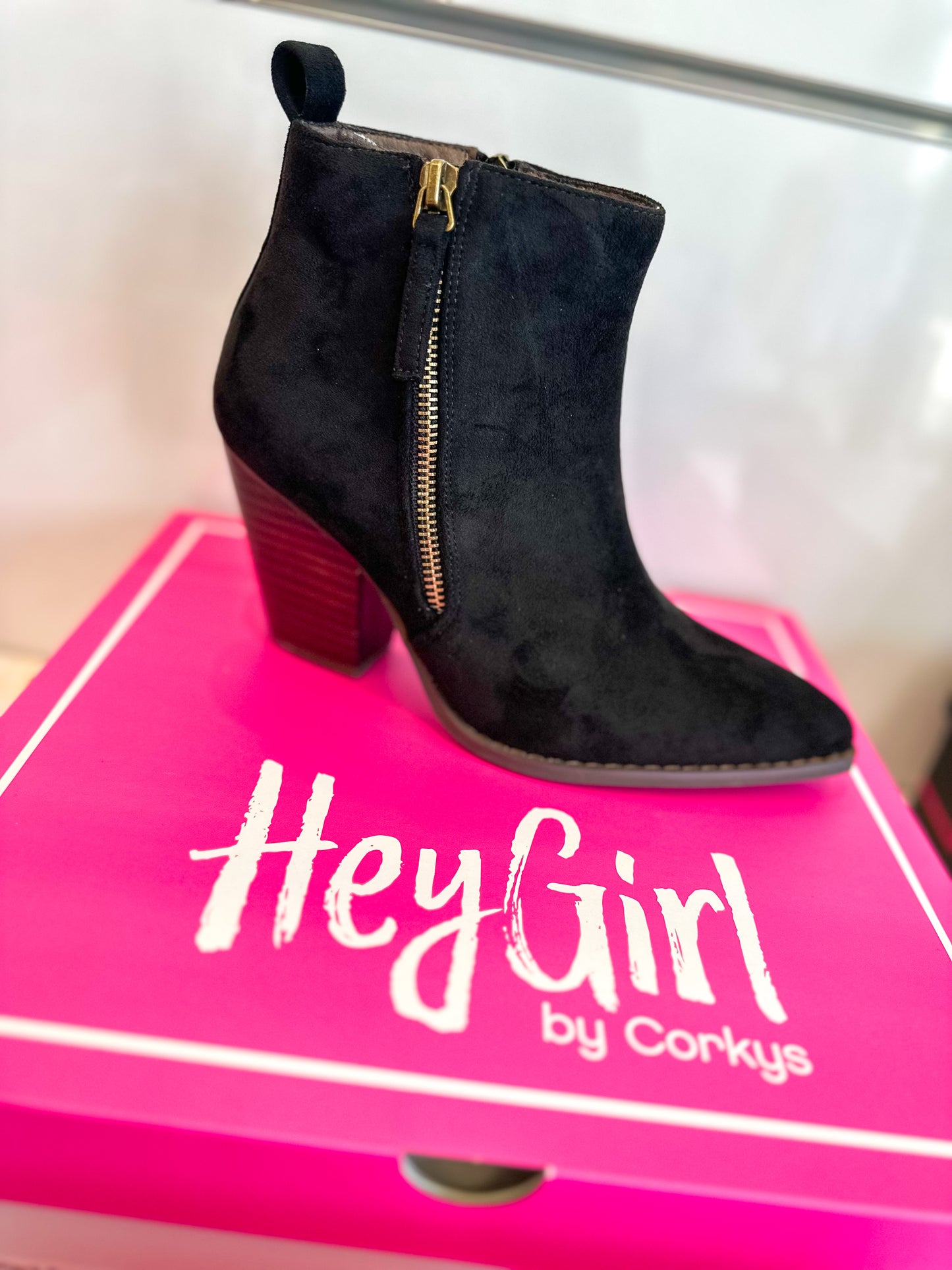 CORKY'S: High Standards Black Faux Suede Booties