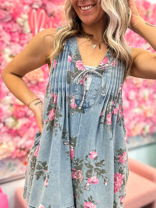 The Floral Edit Denim Romper