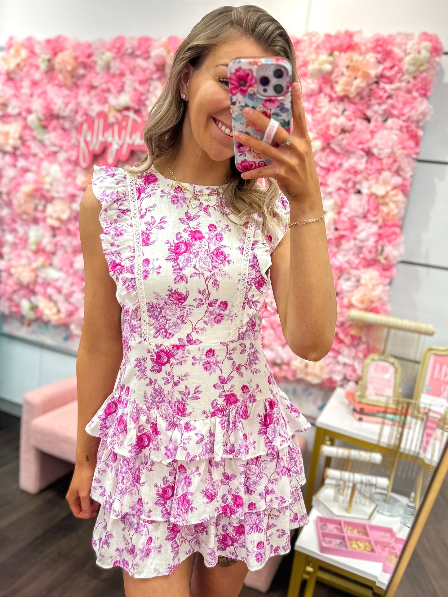 Freya Floral Print Ruffle Detail Dress