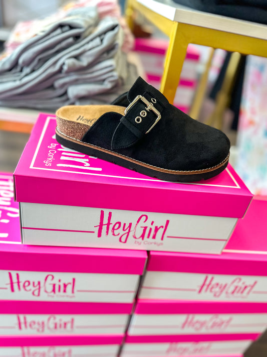 CORKY'S: Day Dream Black Faux Suede Clogs