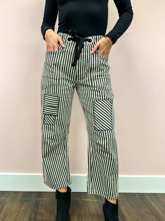 Sutton Striped Twill Barrel Pants