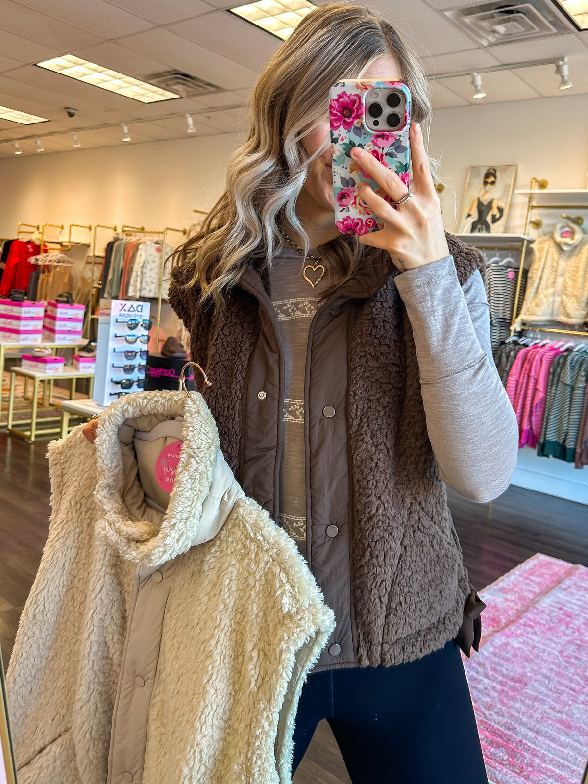 Bailey Button Down Fleece Sherpa Vest - Coco