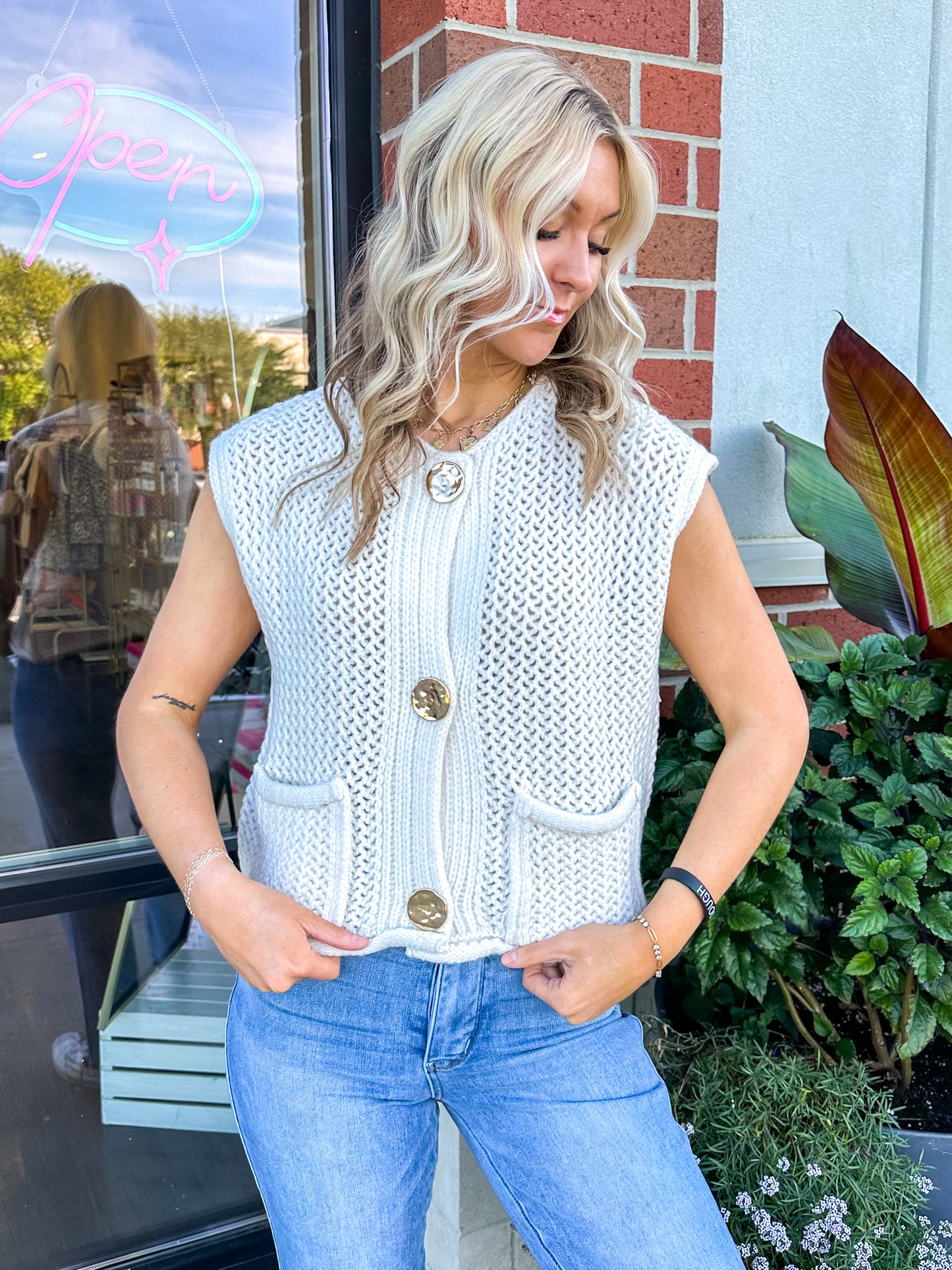 Beverly Button Knit Vest Top