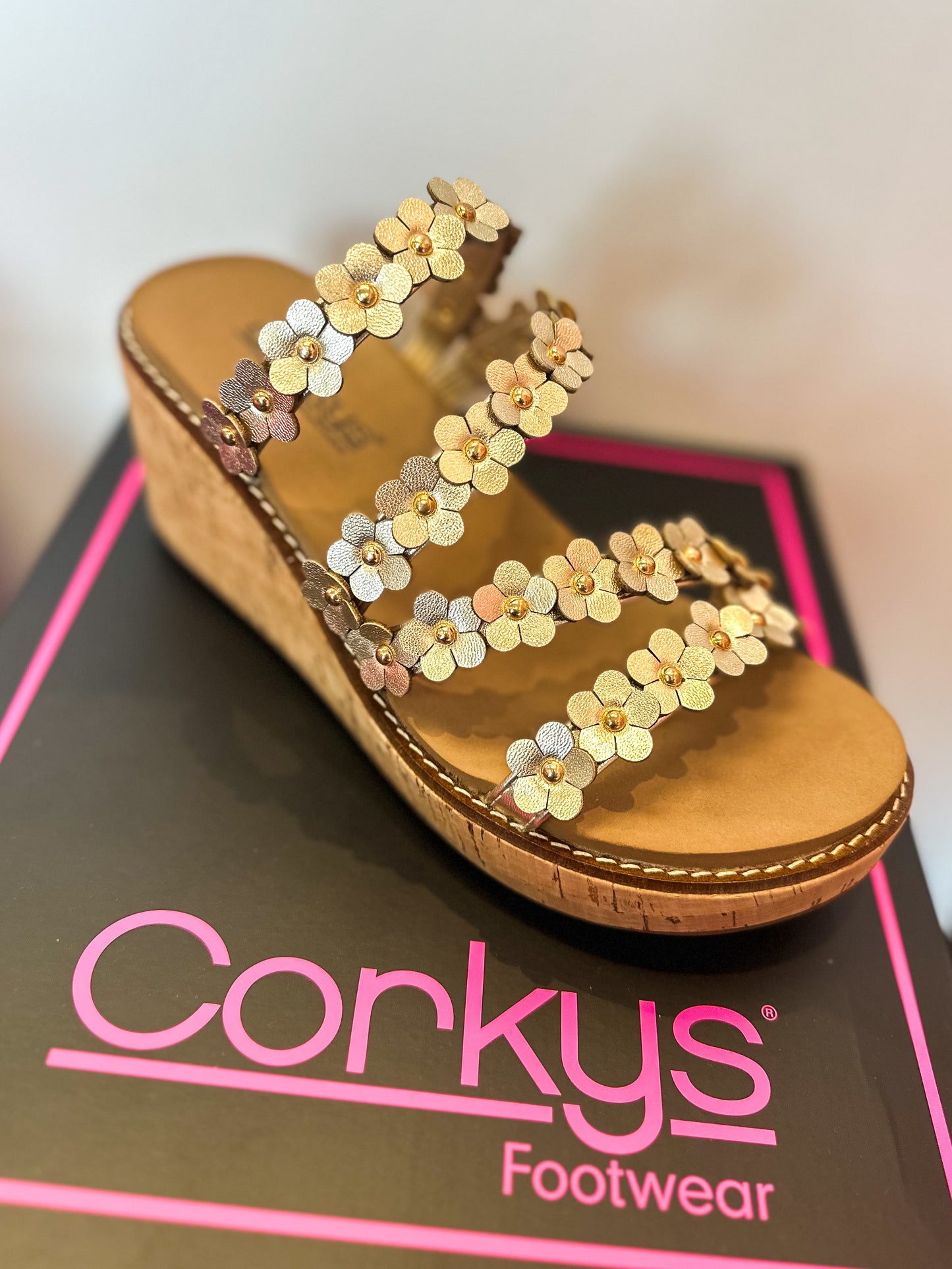 CORKY'S: Let's Be Friends Gold Floral Wedge