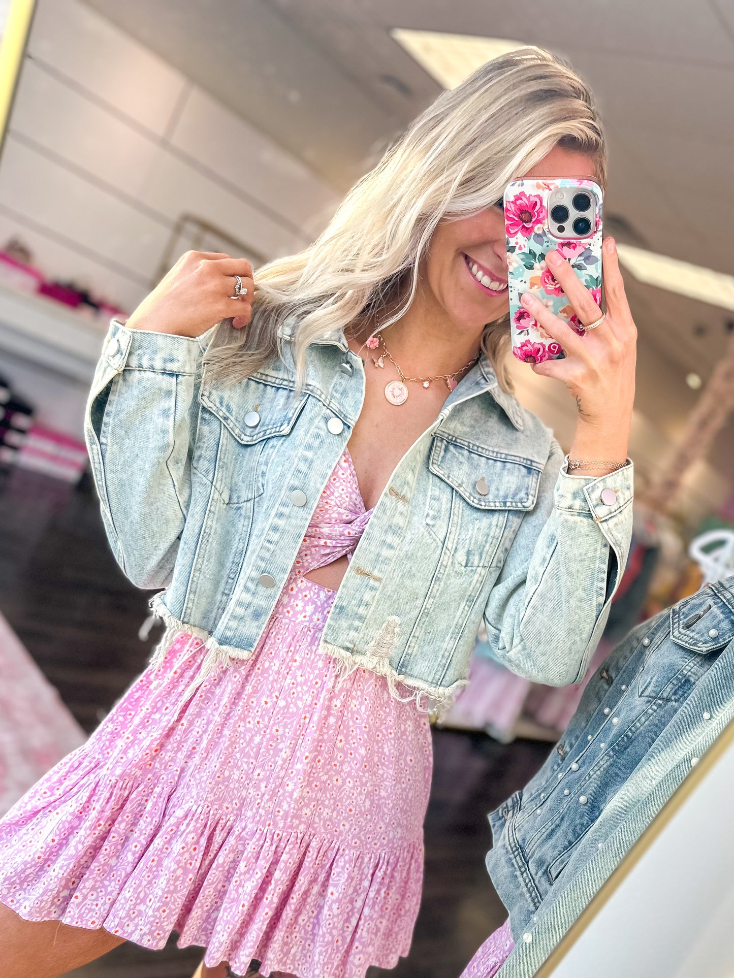 Rebel Ripped Cropped Denim Jacket - Light Wash