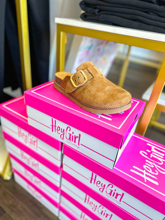 CORKY'S: Day Dream Tobacco Faux Suede Clogs