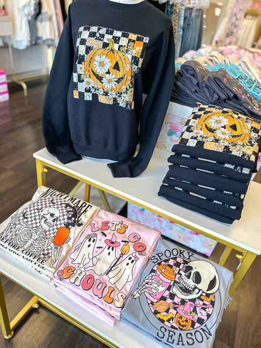 Floral Checkered Pumpkin Crewneck