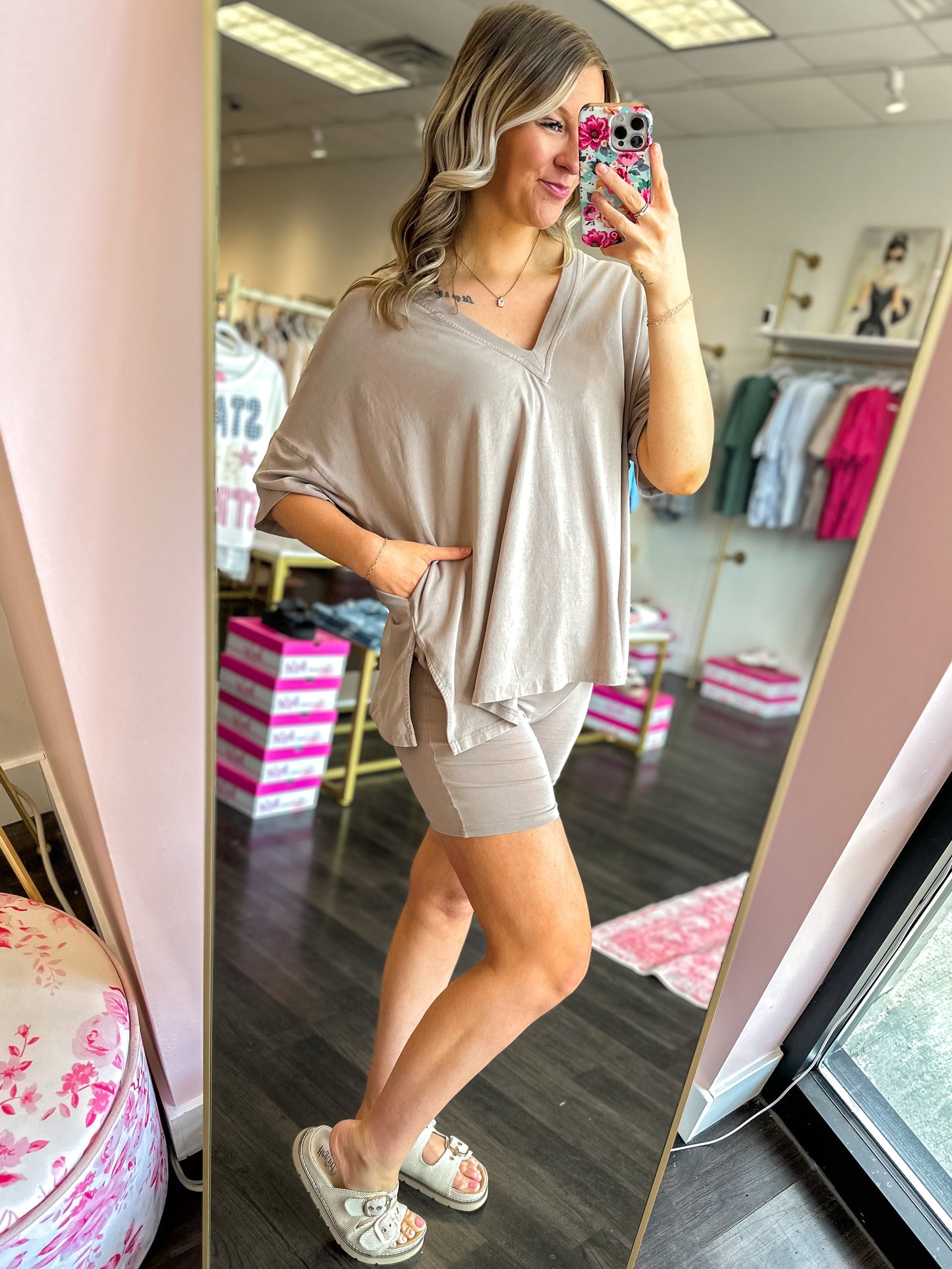 Back To The Basics Biker Short Set - Silken Taupe