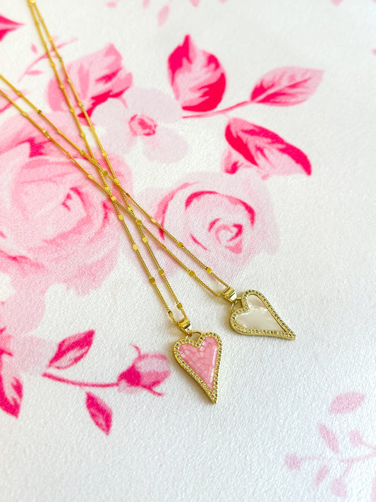 Pave & Pearl Heart Necklace