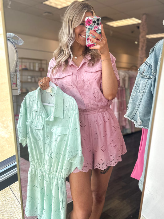 Emma Eyelet Lace Romper