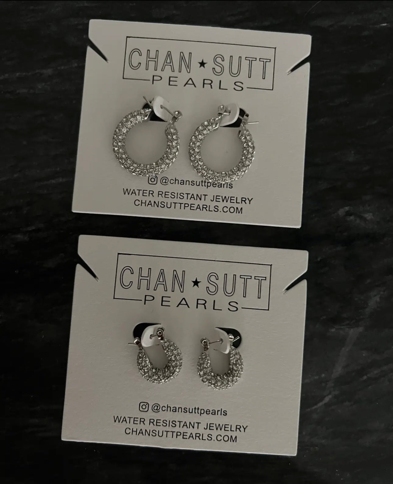 Silver Medium Diamond Hoops