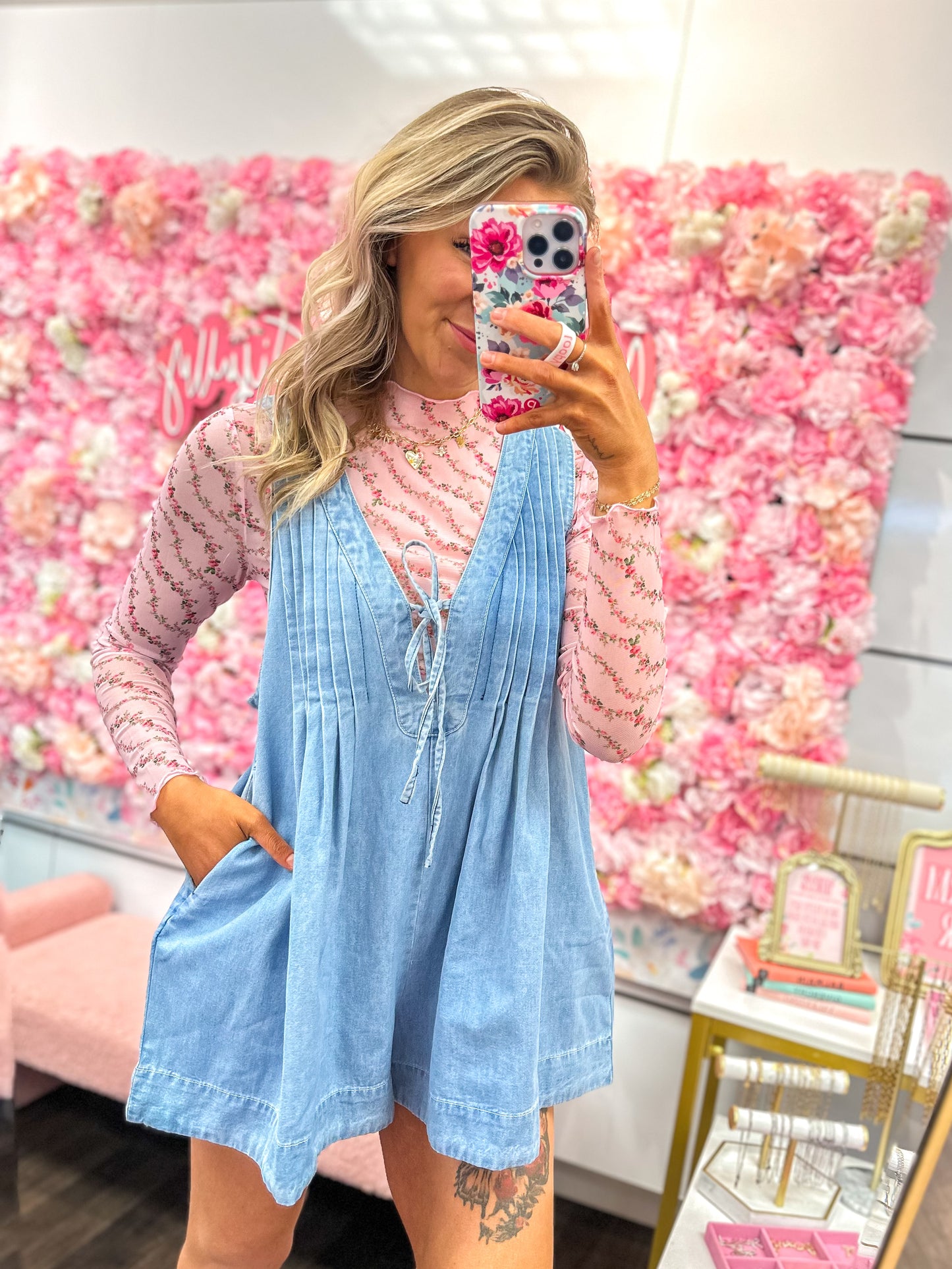 Blooming Long Sleeve Mesh Top