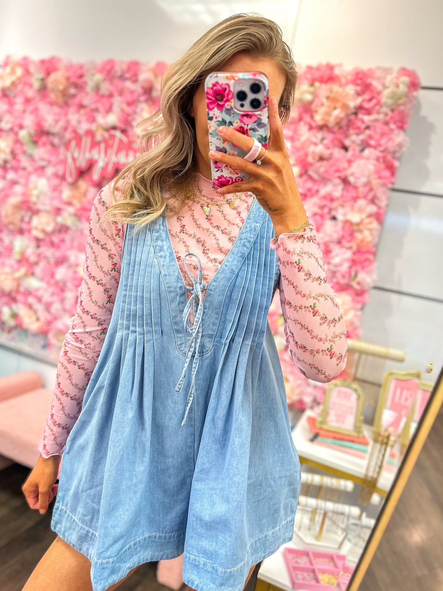 Blooming Long Sleeve Mesh Top