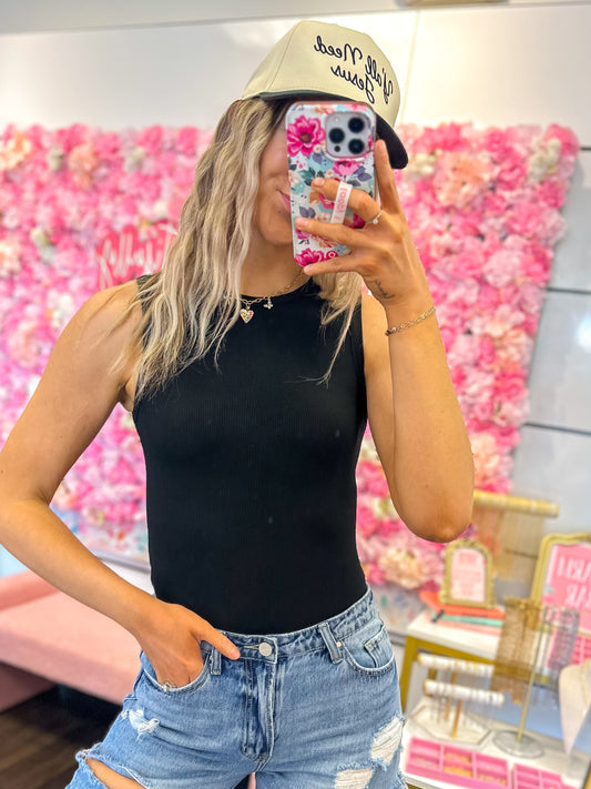 Renee Round Neck Bodysuit - Black