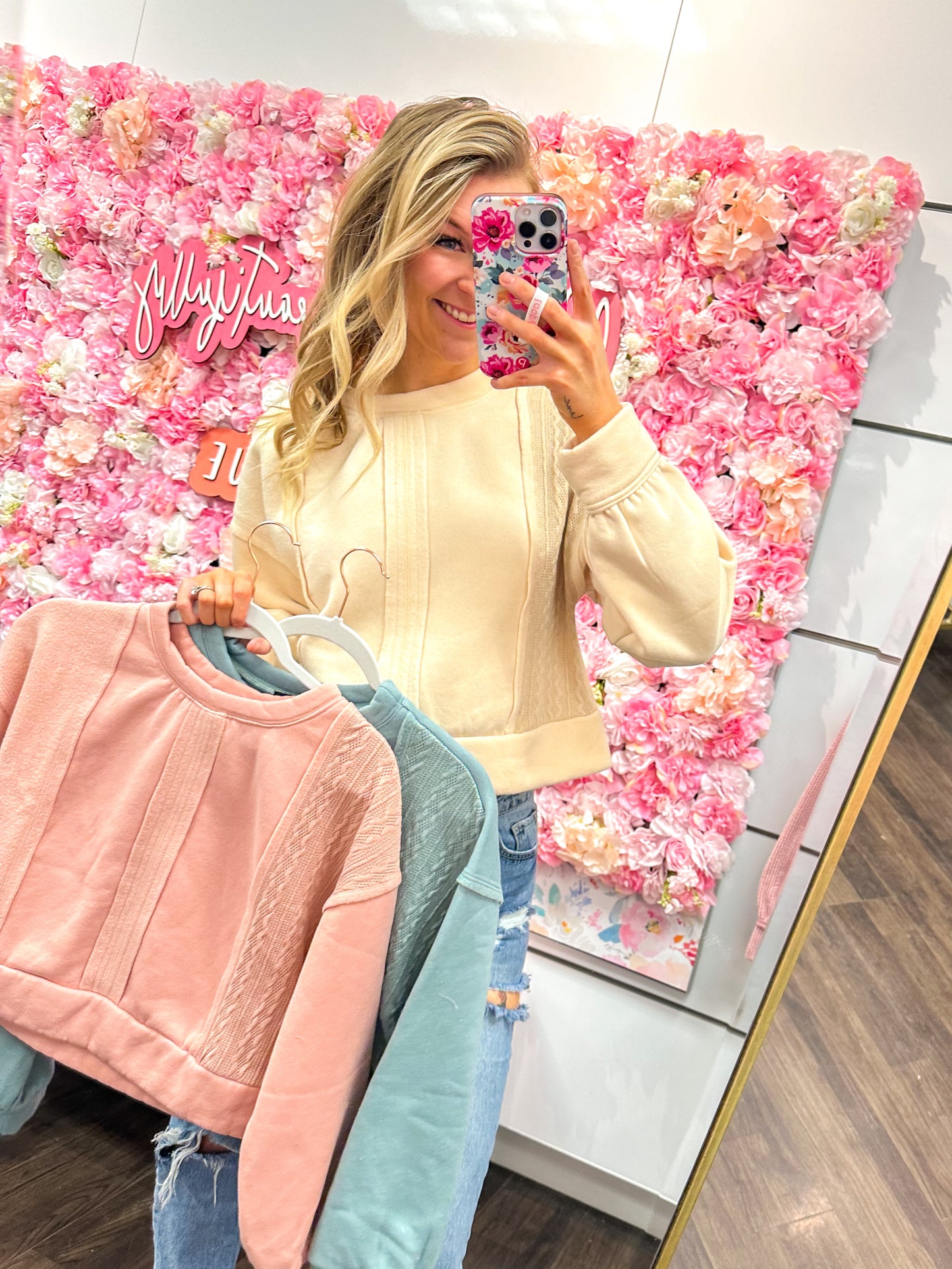 Charlie Cable Contrast Detail Oversized Knit Crop Top - Cream