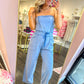 Sloane Strapless Jumpsuit - Washed Blue