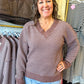 Callie Contrast Stitch Sweater - Chocolate