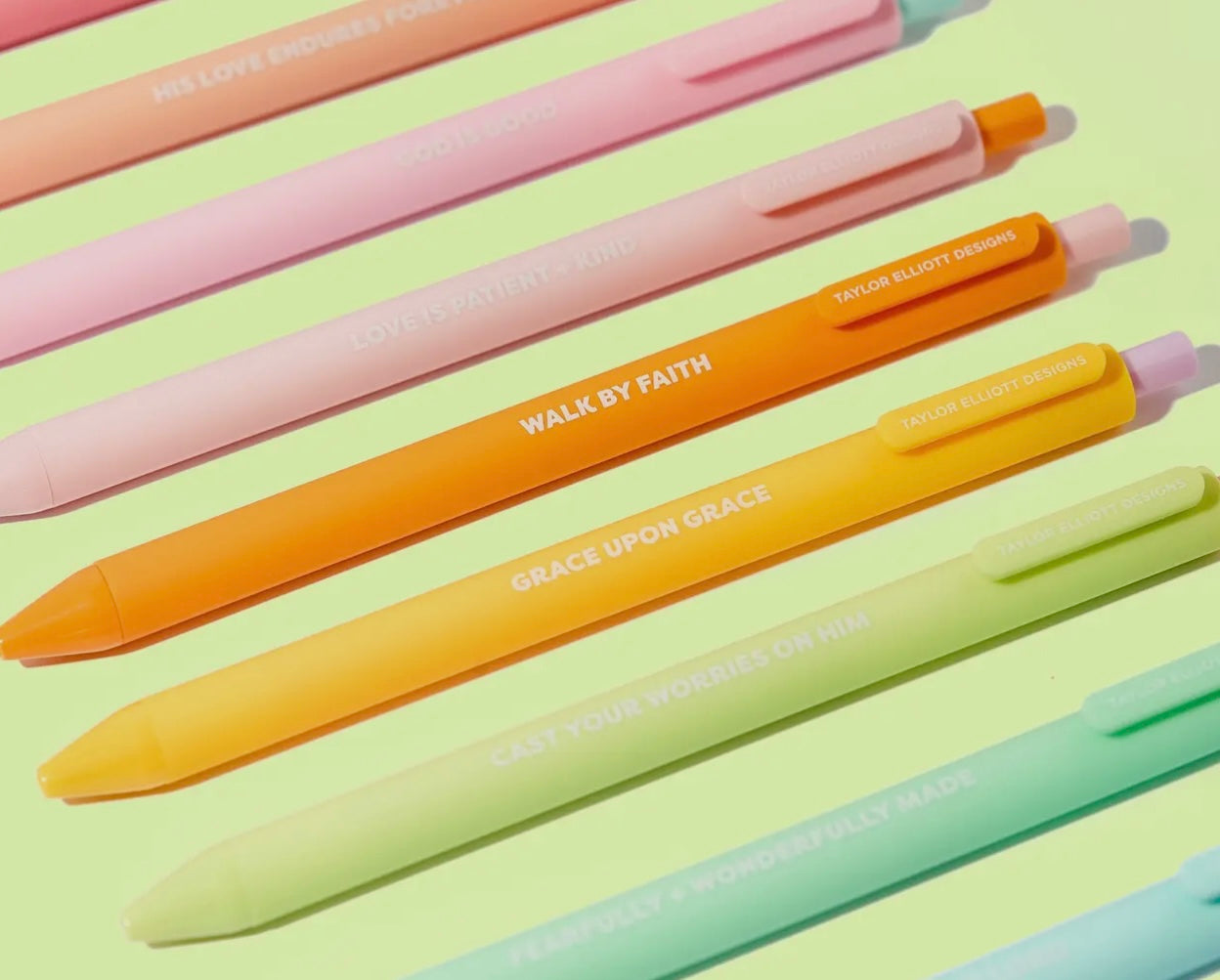 Set of 10 Motivational Faith Gel Pen Set