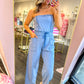 Sloane Strapless Jumpsuit - Washed Blue