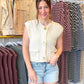 Beverly Button Knit Vest Top - Cream
