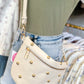 Chic Gold Studded Westlyn Bum Bag - Cream