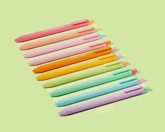 Set of 10 Motivational Faith Gel Pen Set