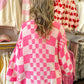 Checkmate Cutie Cardigan - Neon Pink