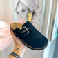 CORKY'S: Day Dream Black Faux Suede Clogs