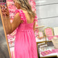 Raelynn Ruffle Detail Empire Waist Sleeveless Midi Dress - Pink