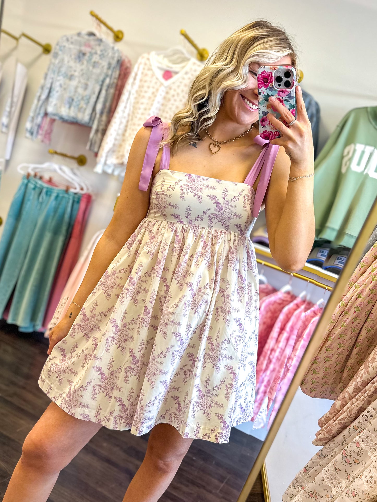 Talia Tie Strap Floral Mini Dress