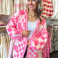 Checkmate Cutie Cardigan - Neon Pink
