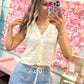 Coastal Chic Crochet Button Up Top