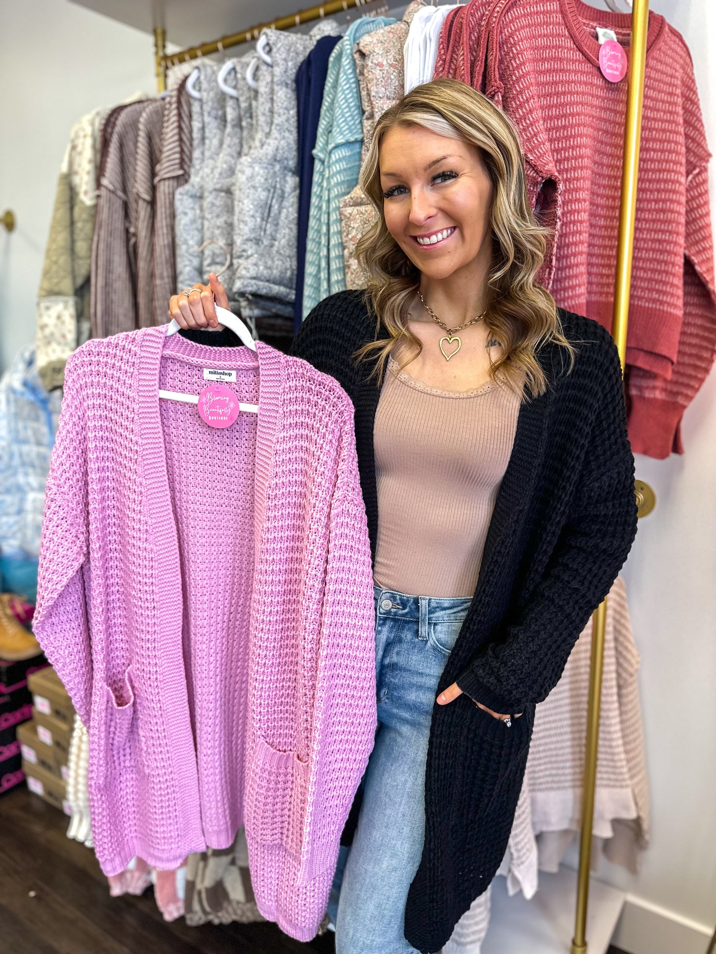 Chloe Chunky Waffle Knit Cardigan