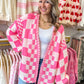 Checkmate Cutie Cardigan - Neon Pink