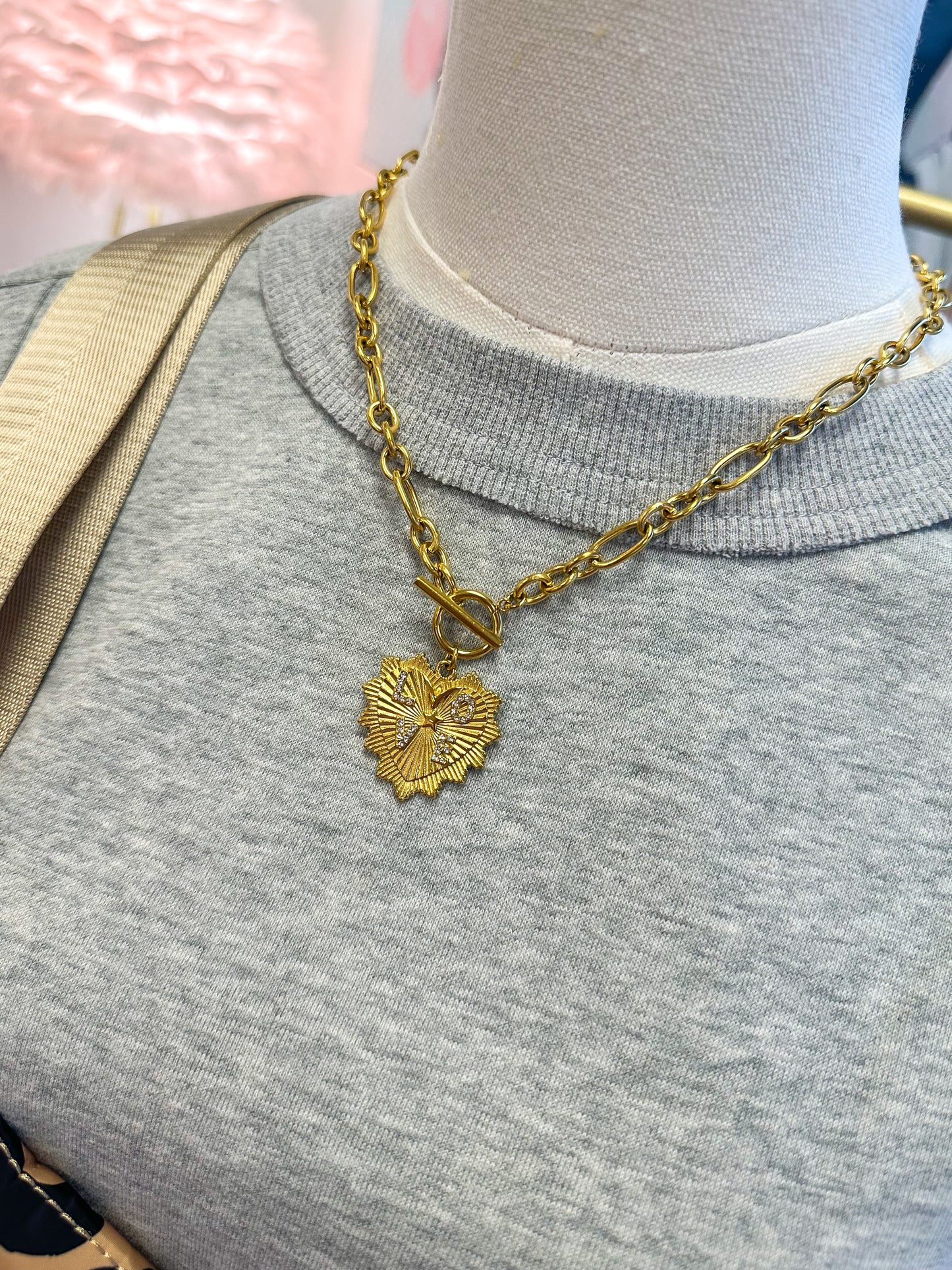 Sunburst Heart Love Pendant Necklace
